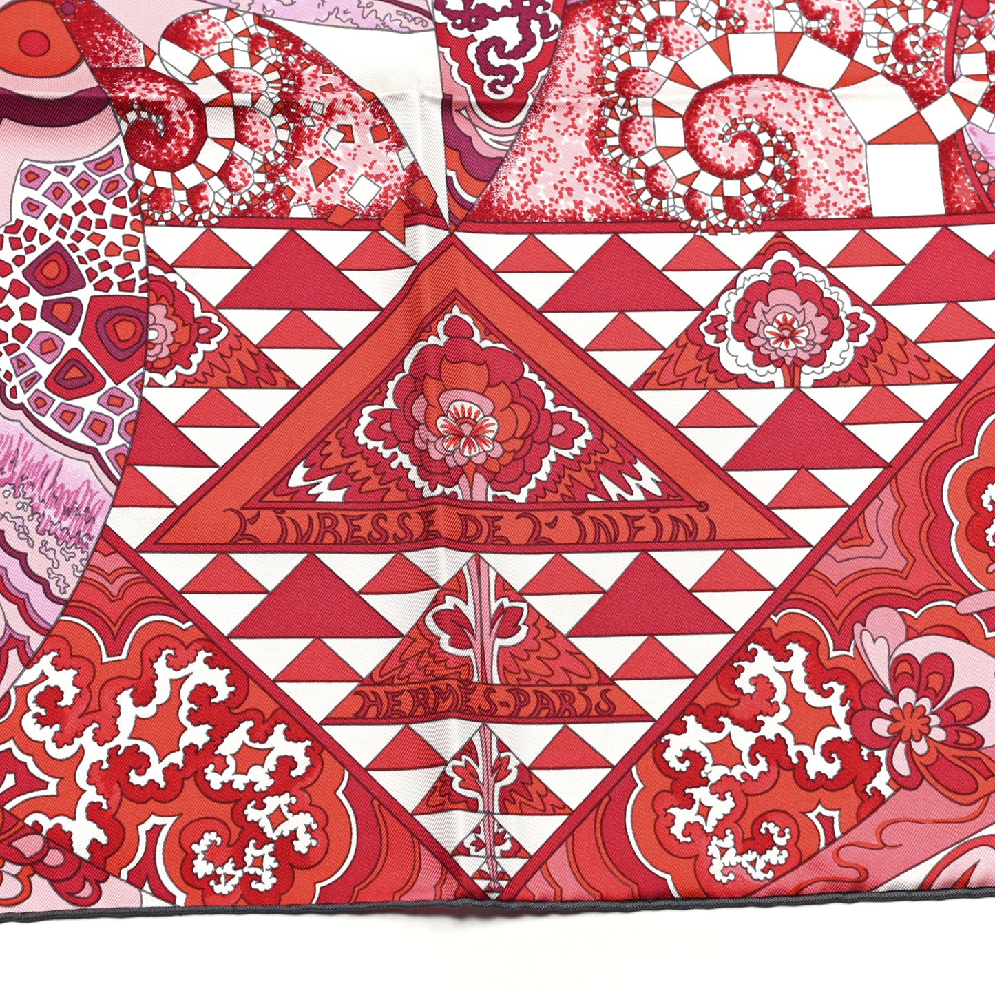 Silk L’ivresse de L’infini Scarf 90 Rouge White Rose