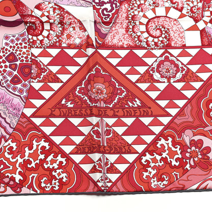 Hermes Silk L’ivresse de L’infini Scarf 90 Rouge White Rose 3 of 5