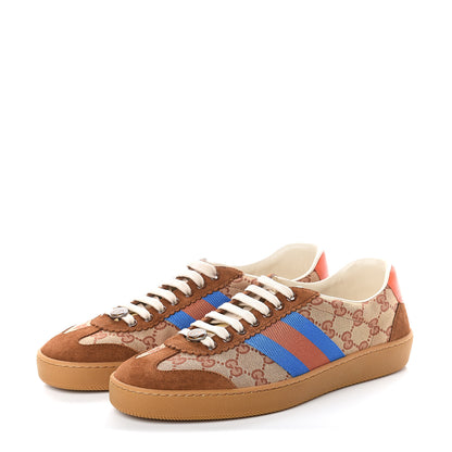 Gucci GG Monogram Suede Web Mens G74 Sneakers 8 Beige Ruggine Cuir 3 of 7