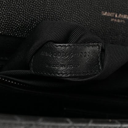 Saint Laurent Grain De Poudre Textured Mixed Matelasse Large Triquilt Monogram Monochrome Satchel Black 7 of 13