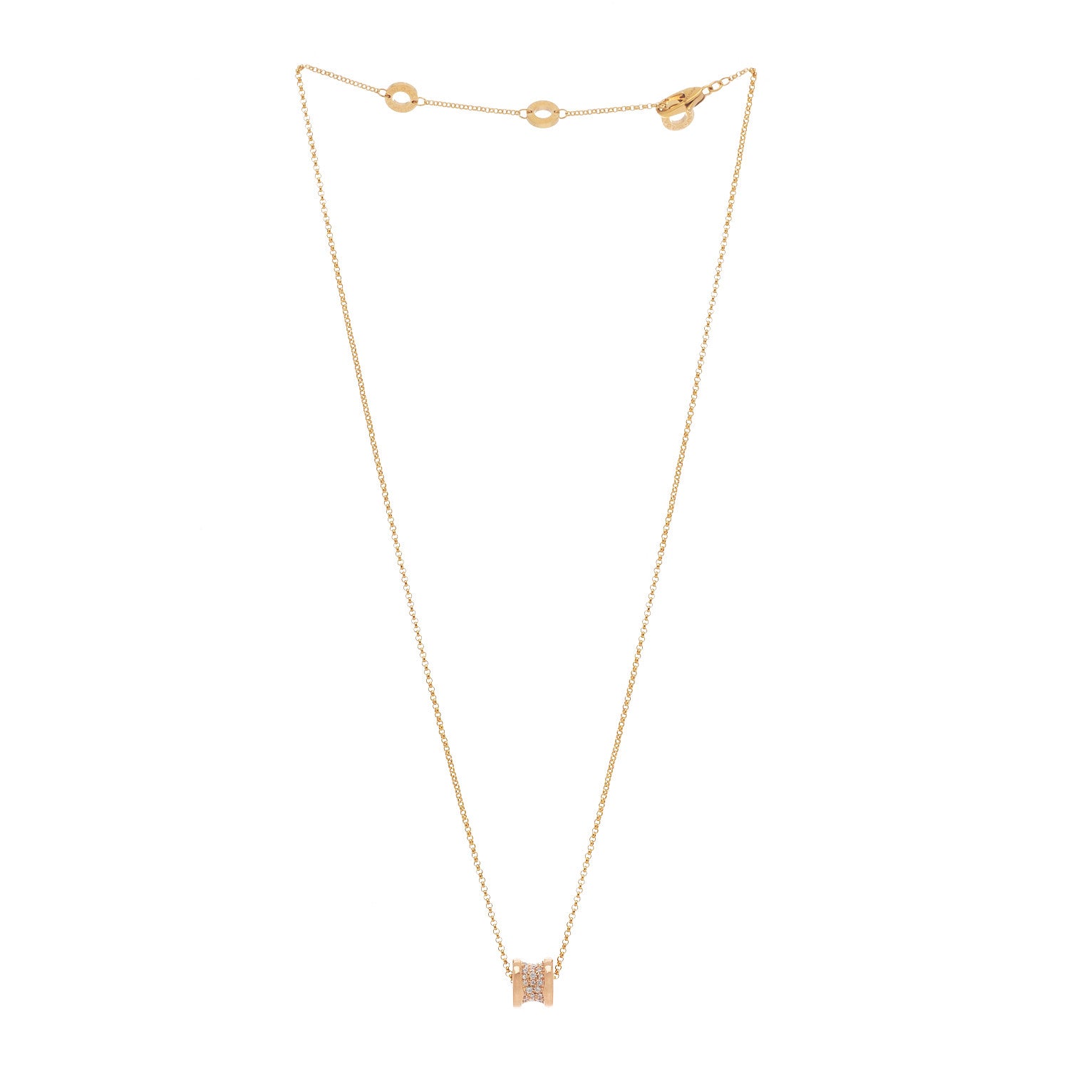 Bulgari 18K Rose Gold Diamond Small B.Zero1 Pave Pendant Necklace 3 of 6