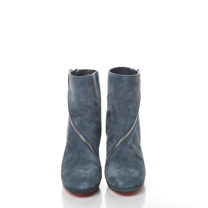 Christian Louboutin Veau Velours Birgitta 100 Zip Around Ankle Bootie 35.5 Tempete 3 of 8