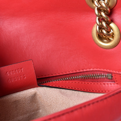 Gucci Calfskin Matelasse Small GG Marmont Shoulder Bag Hibiscus Red 6 of 9