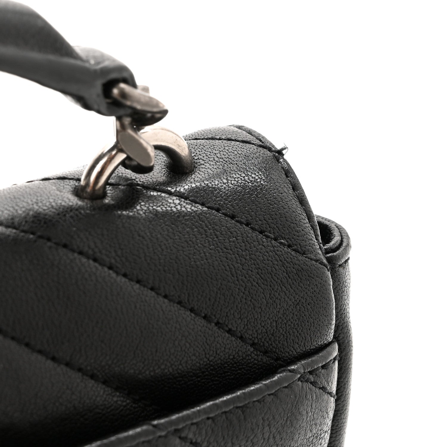 Saint Laurent Sheepskin Matelasse Chevron Monogram College Chain Wallet Black 11 of 11