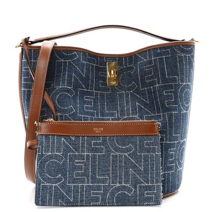 Celine Denim Calfskin Logo Bucket 16 Bag Blue 9 of 11