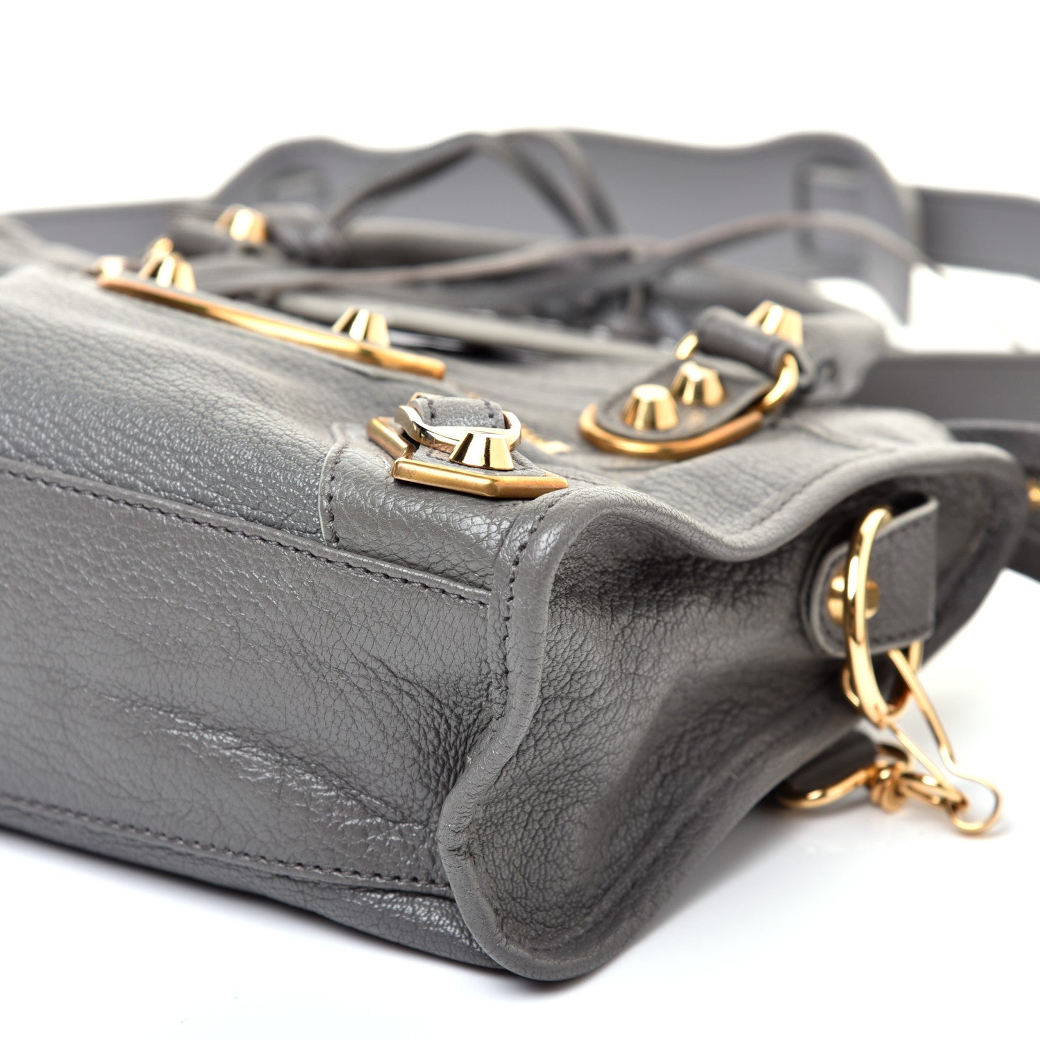 Balenciaga Chevre Gold Metallic Edge Hardware Mini City Gris Acier 7 of 9