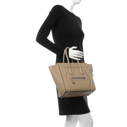 Celine Drummed Calfskin Micro Luggage Dune 2 of 8