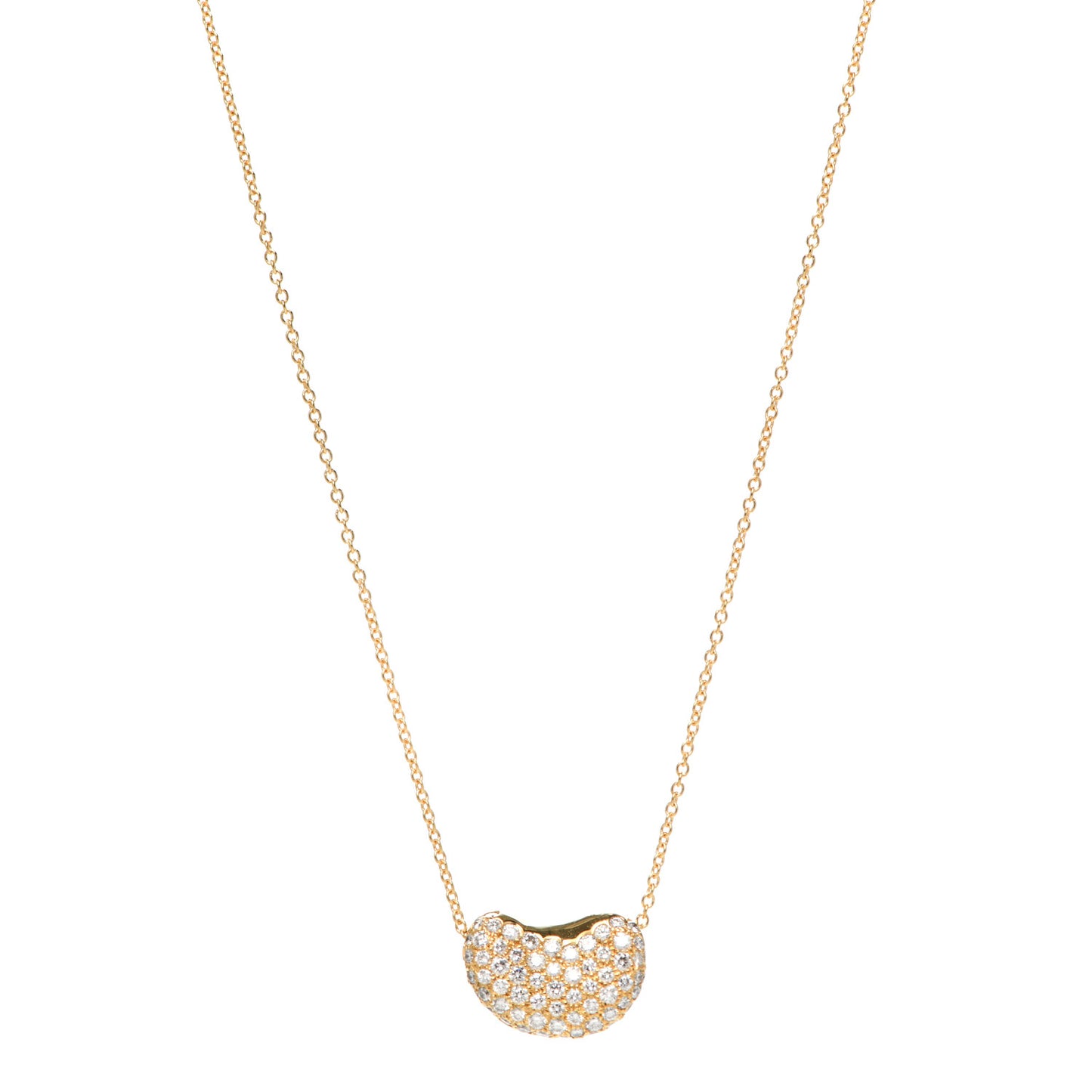 18K Yellow Gold Diamond Elsa Peretti Bean Pendant Necklace