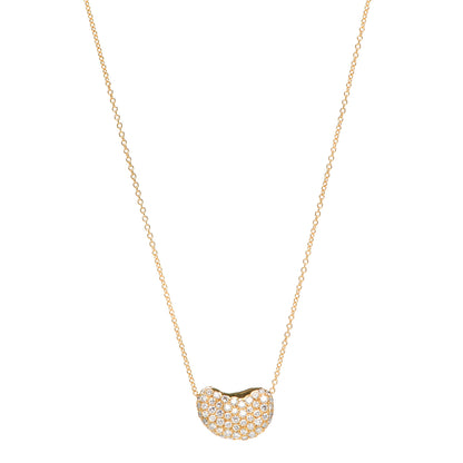 Tiffany 18K Yellow Gold Diamond Elsa Peretti Bean Pendant Necklace 1 of 5