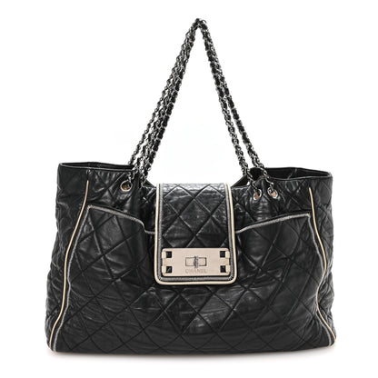 Chanel Lambskin Quilted Large East West Tote Black 1 of 9
