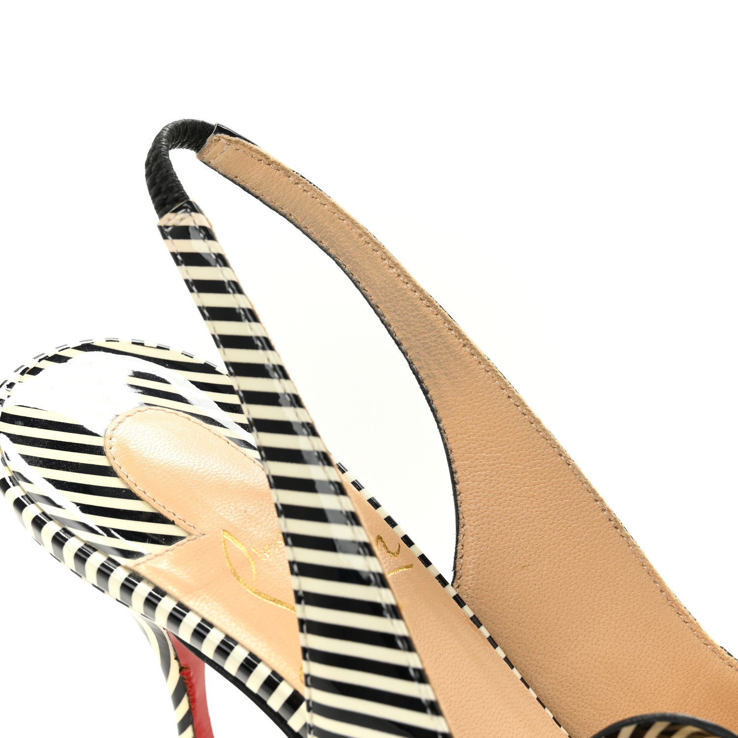 Christian Louboutin Patent Stripes Clare Nodo 80 Pumps 35 Black White 10 of 11