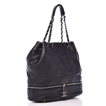 Chanel Lambskin Stitched Expandable Tote Navy 3 of 15
