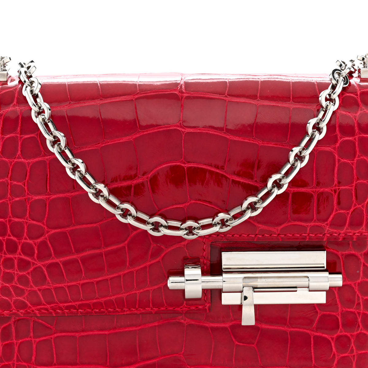 Hermes Shiny Alligator Mini Verrou Chaine Bag Braise 8 of 10