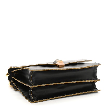 Fendi Vitello Liberty Scalloped Studded Kan I Shoulder Bag Black 4 of 8