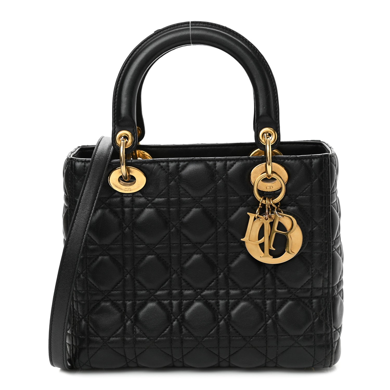 Christian Dior Lambskin Cannage Medium Lady Dior Black 1 of 11