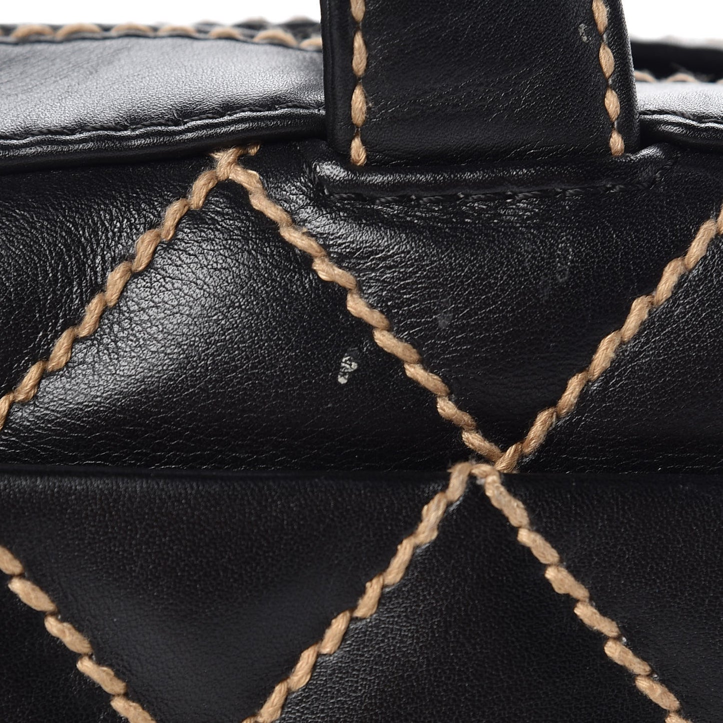 Calfskin Wild Stitch Top Handle Bag Black