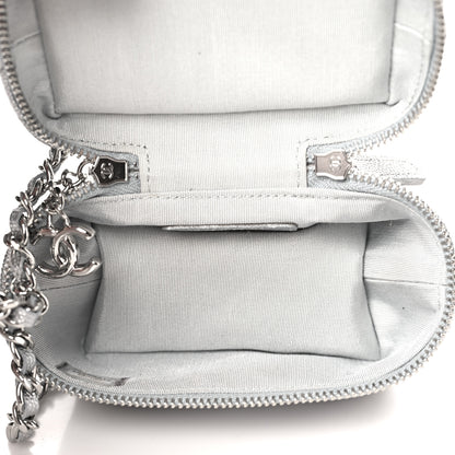 Chanel Metallic Caviar Quilted Mini Top Handle Vanity With Chain Silver 5 of 10