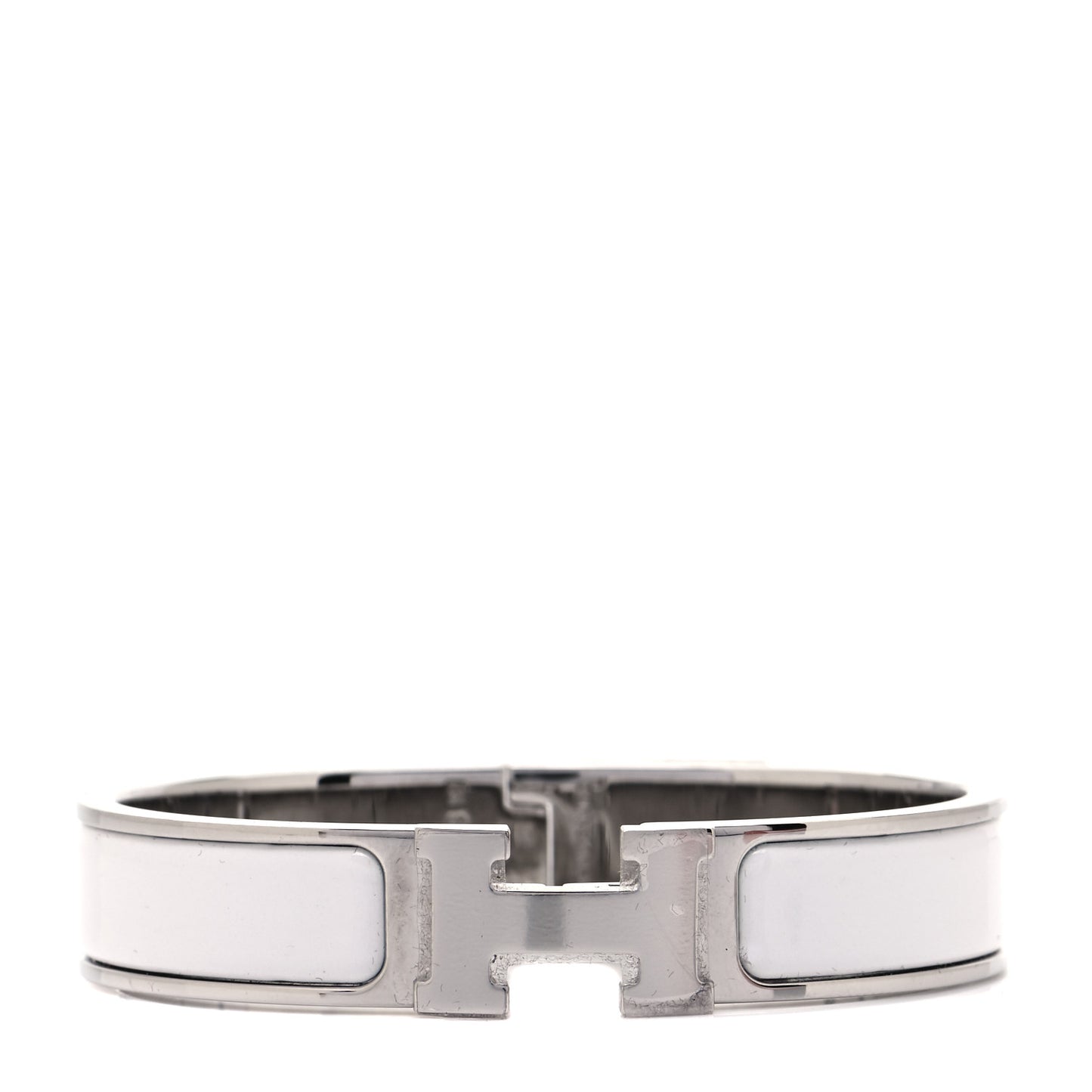 Enamel Narrow Clic Clac H Bracelet PM White
