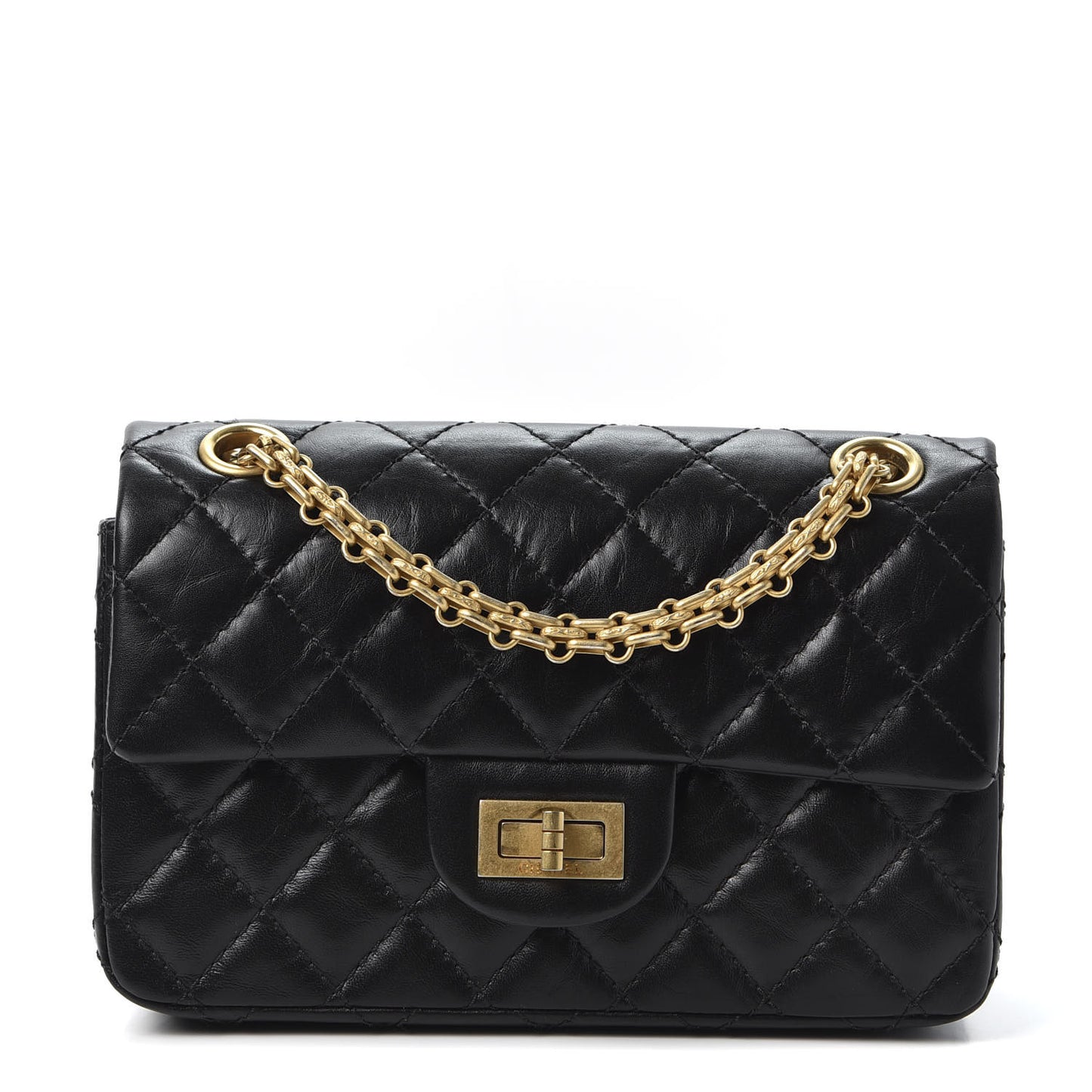 Aged Calfskin Quilted 2.55 Reissue Mini Flap Black