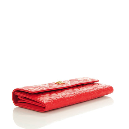 Chanel Caviar Camellia Embossed Flap Wallet Red 4 of 7