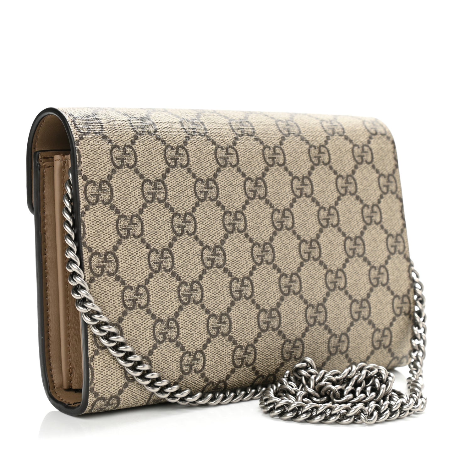 GG Supreme Monogram Mini Dionysus Chain Wallet Beige Black