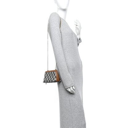 Celine Canvas Calfskin Triomphe Embroidered Clutch On Chain Navy Blue 2 of 11