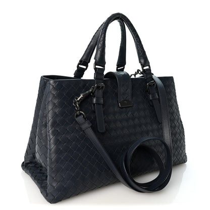 Bottega Veneta Nappa Intrecciato Small Roma Tote Dark Blue 3 of 11