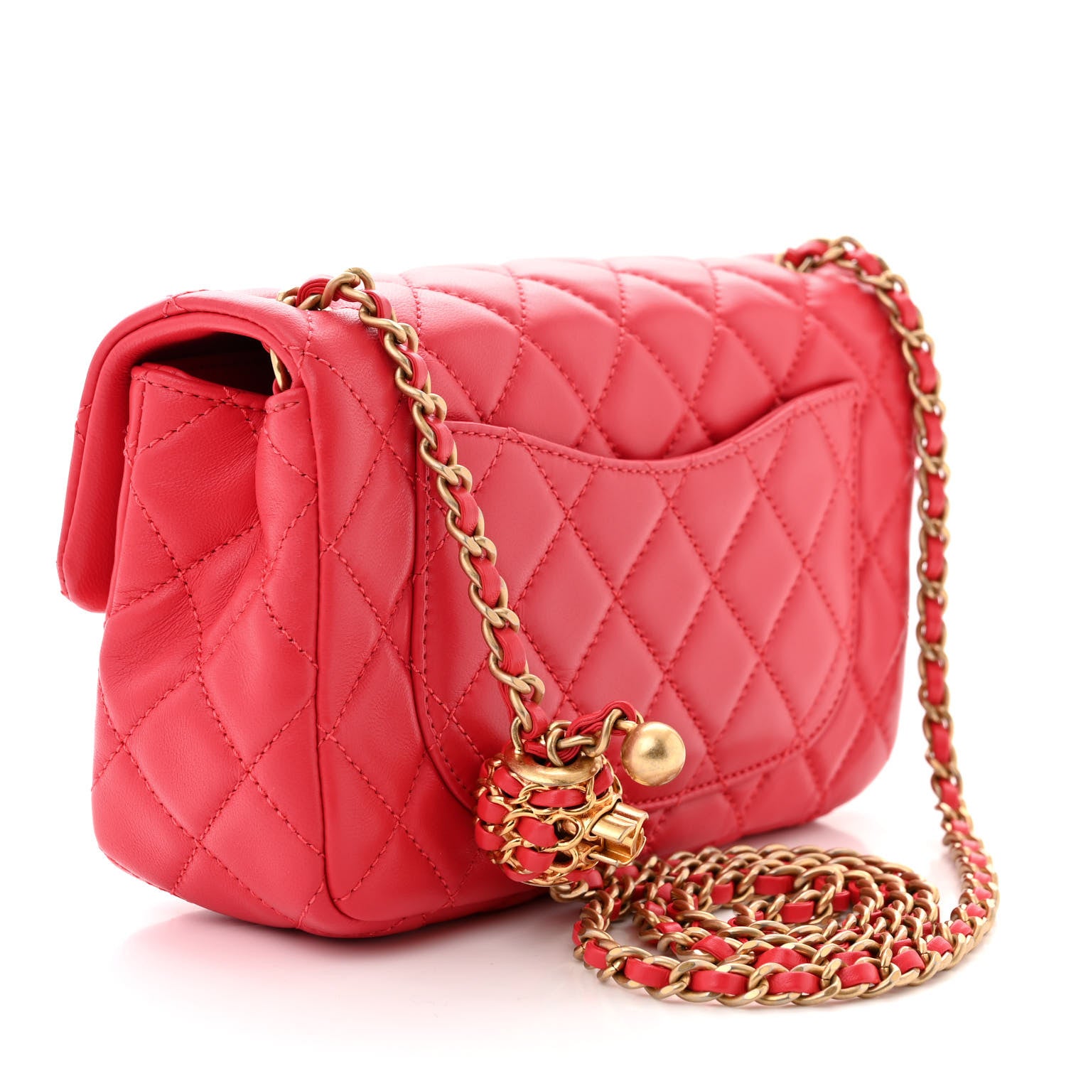 Chanel Lambskin Quilted Mini Rectangular Pearl Crush Flap Red 3 of 11