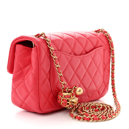 Chanel Lambskin Quilted Mini Rectangular Pearl Crush Flap Red 3 of 11