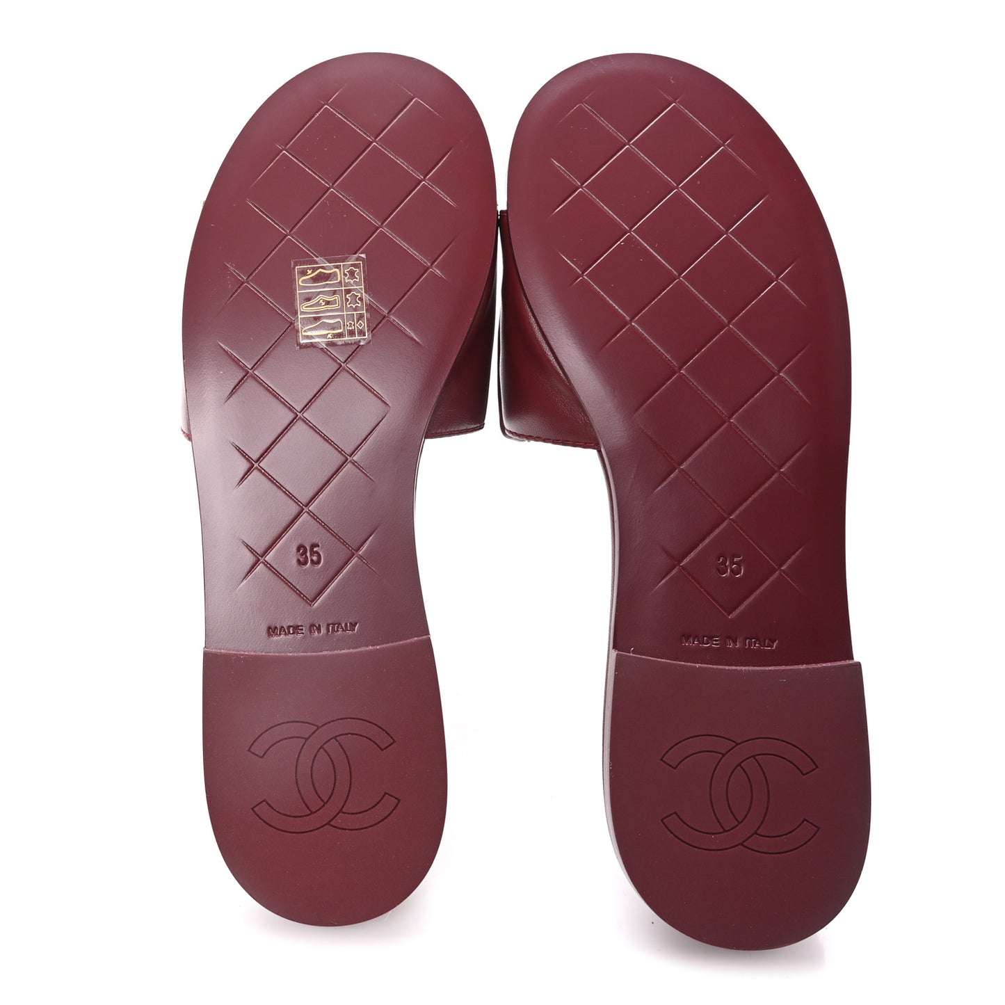 Lambskin Quilted Turnlock Flat Mules 35 Burgundy