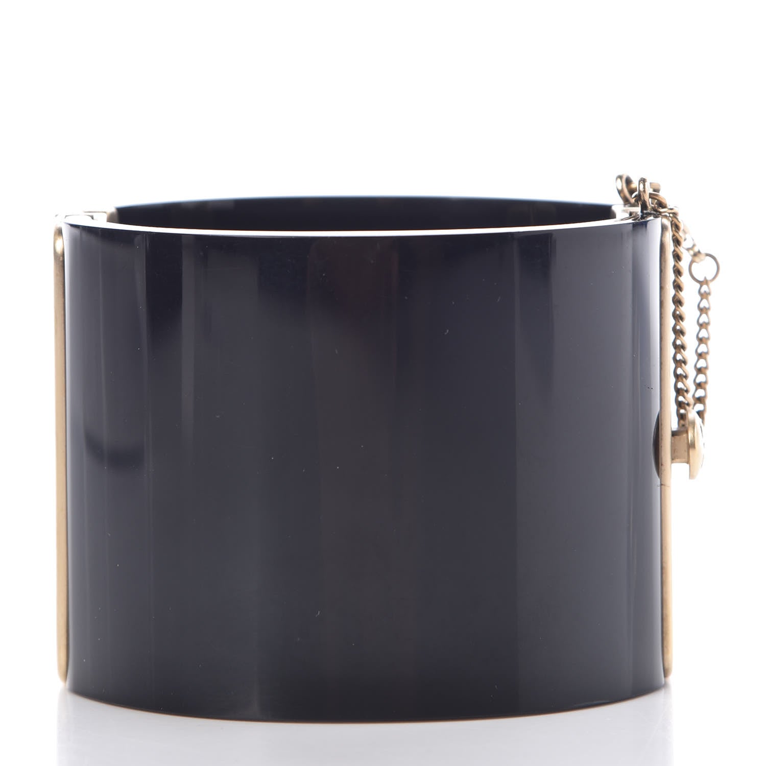 Chanel Resin Crystal Baguette CC Wide Cuff Black 3 of 5