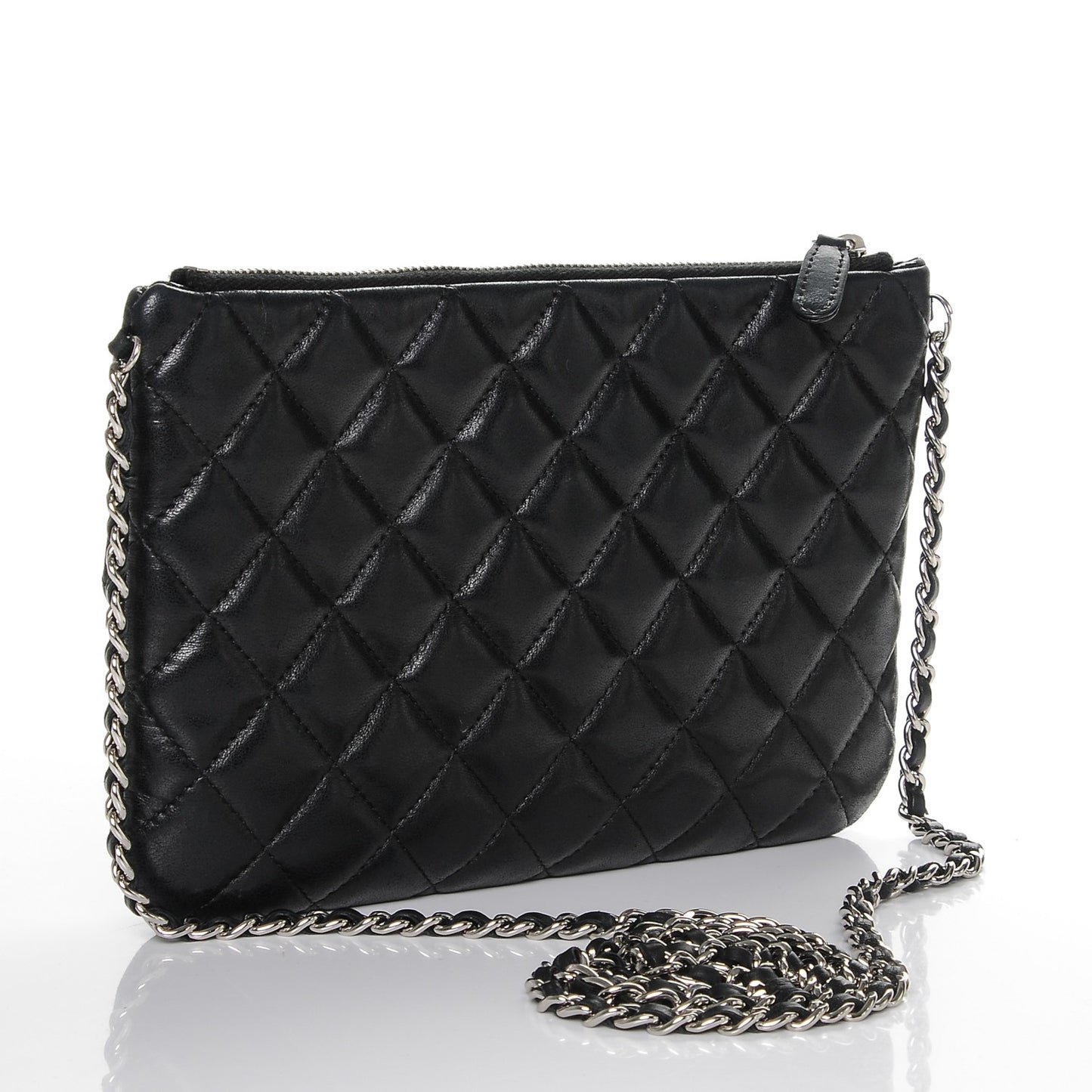 Lambskin Quilted Daily Zip Crossbody Black