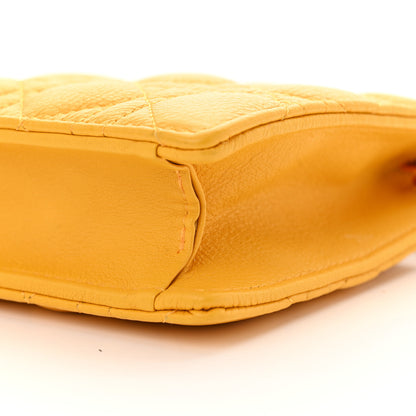 Christian Dior Calfskin Cannage Caro Zipped Pouch With Chain Sunny Yellow 10 of 10