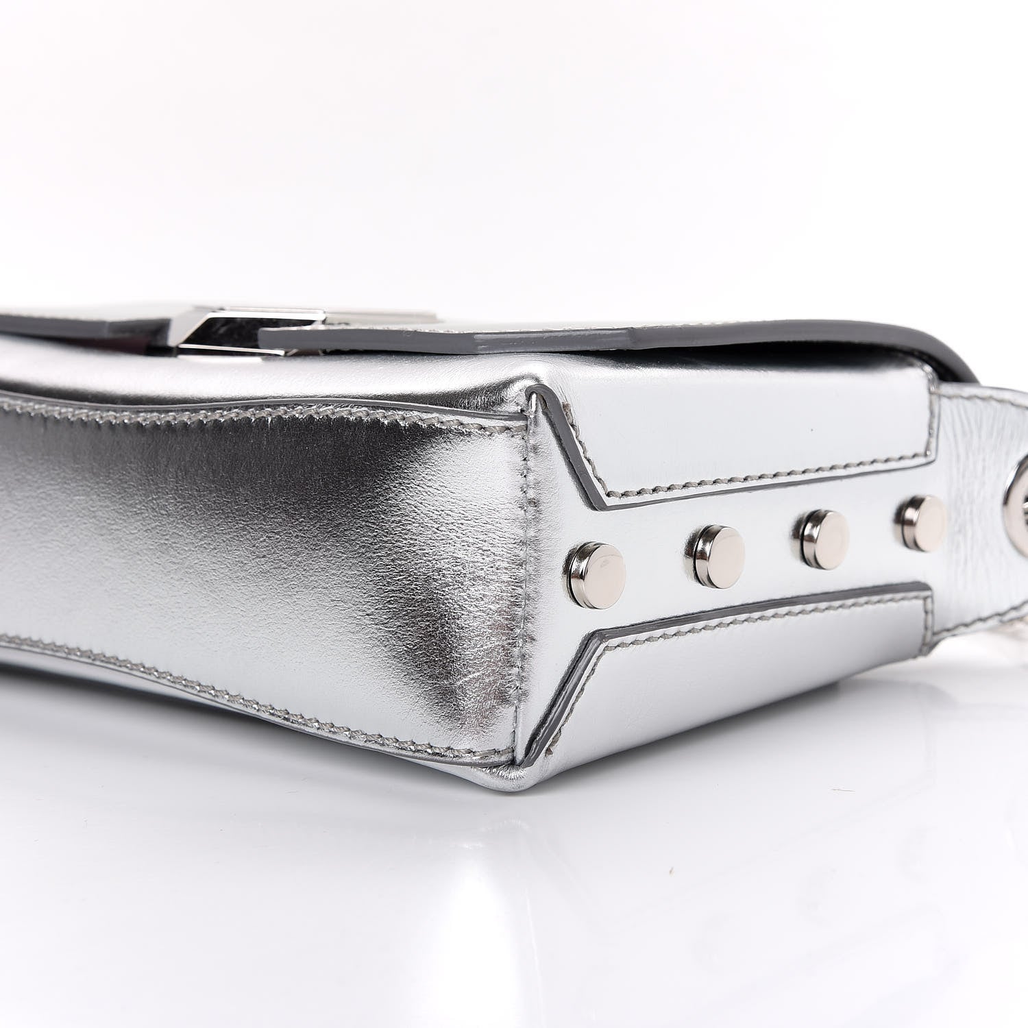 Jimmy Choo Metallic Calfskin Lockett Petite Shoulder Bag Silver 9 of 11