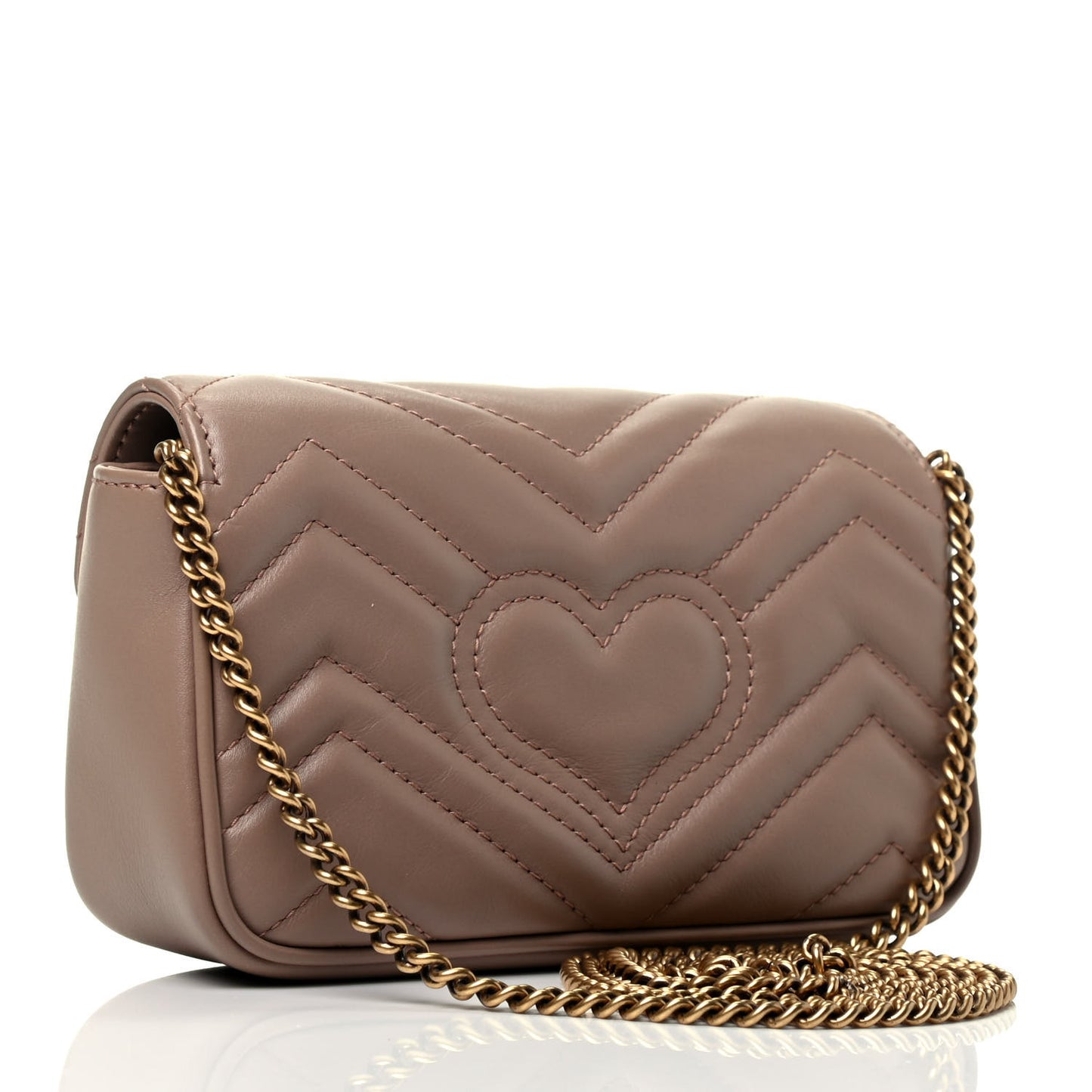Calfskin Matelasse Super Mini GG Marmont Shoulder Bag Porcelain Rose
