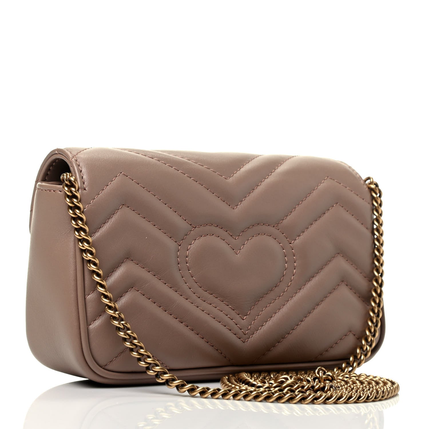 Gucci Calfskin Matelasse Super Mini GG Marmont Shoulder Bag Porcelain Rose 3 of 9