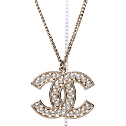 Chanel Pearl CC Pendant Necklace Gold 4 of 6
