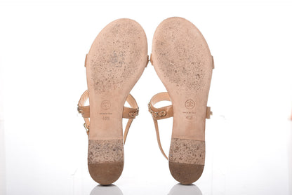 Chanel Calfskin Chain CC Sandals 40.5 Beige 6 of 17