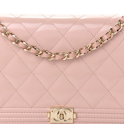 Chanel Iridescent Calfskin Quilted Boy Wallet on Removable Chain Light Pink 13 of 14