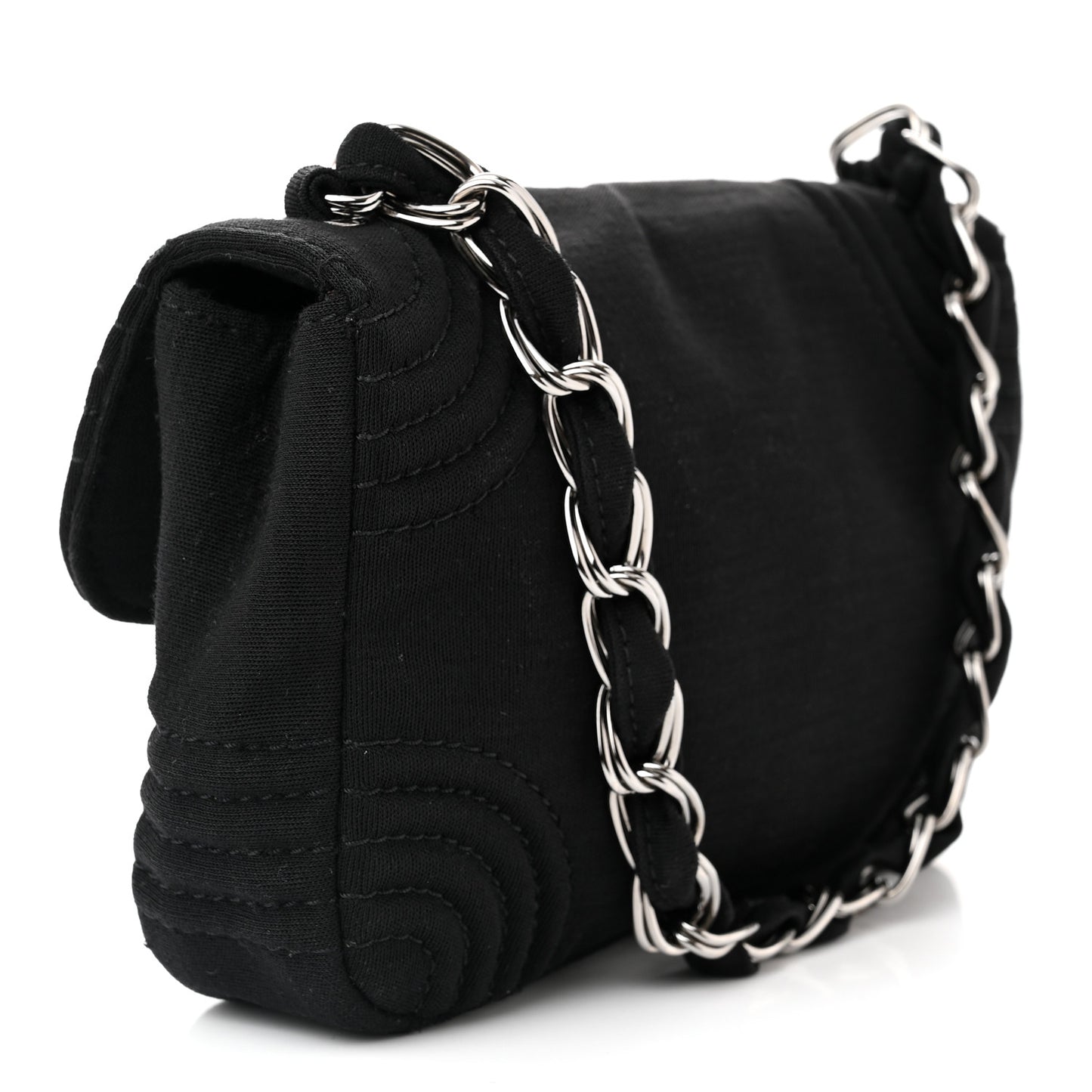 Jersey Quilted Single Flap Black