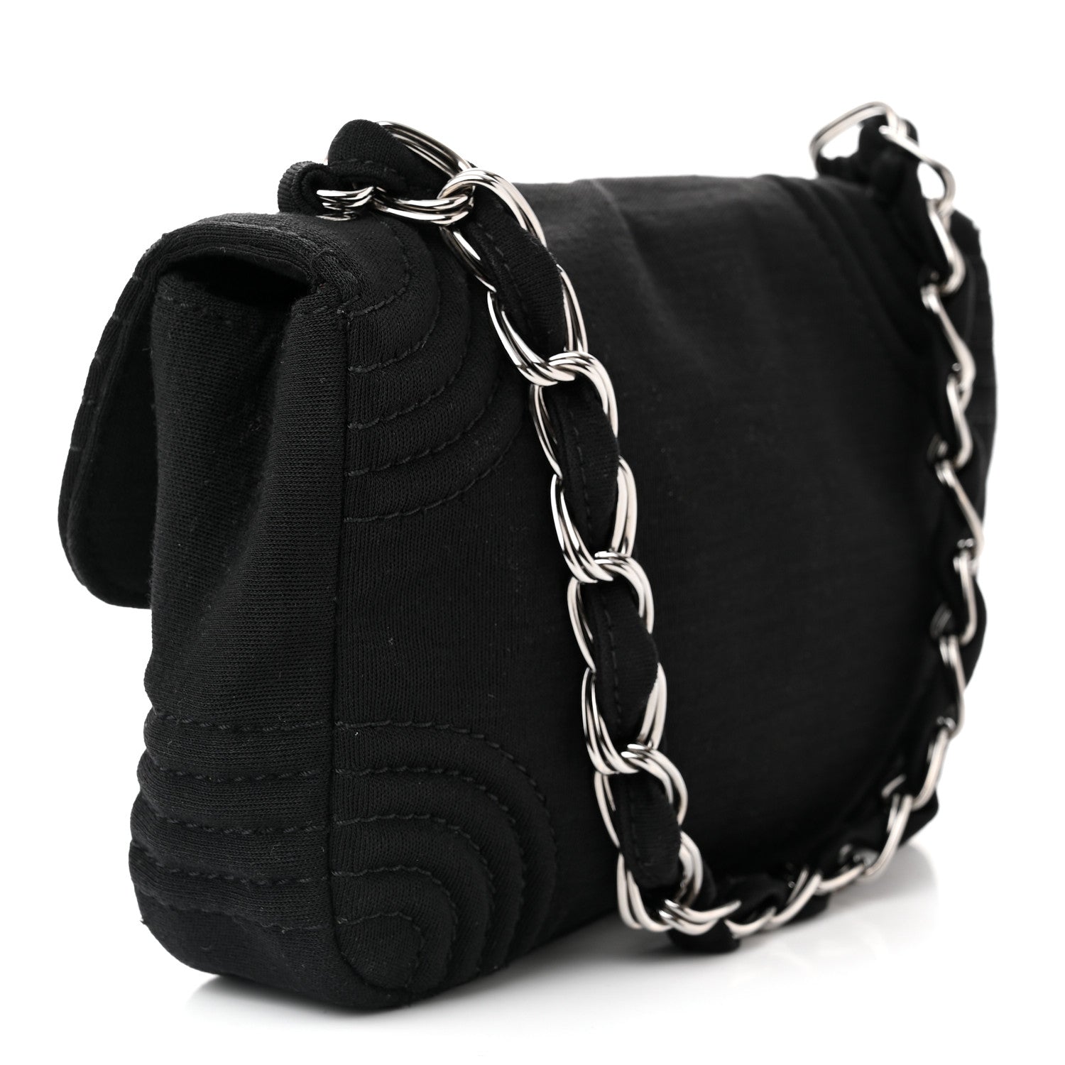 Chanel Jersey Quilted Single Flap Black 3 of 13