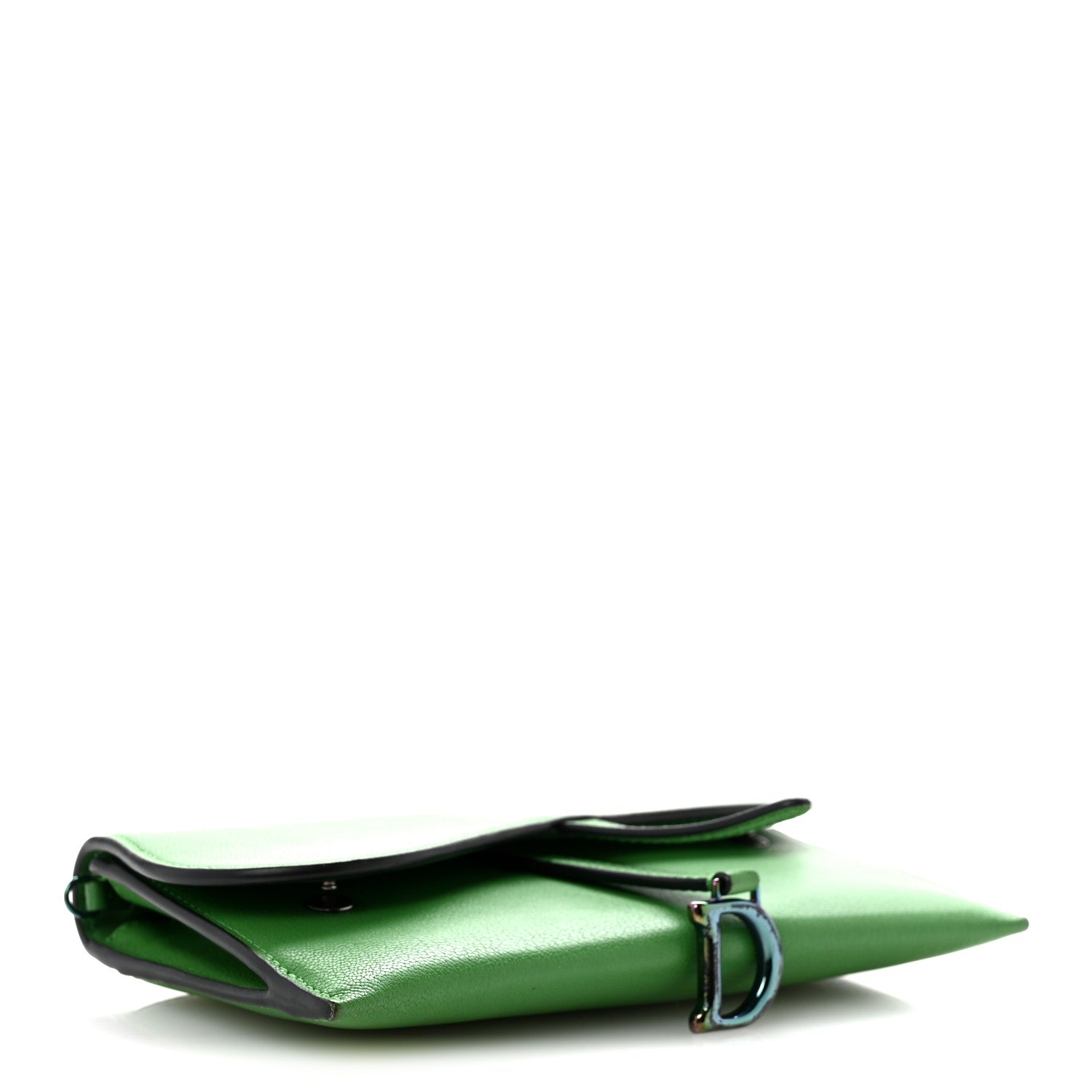 Christian Dior Goatskin Saddle Chain Wallet Pouch Bright Green 5 of 13