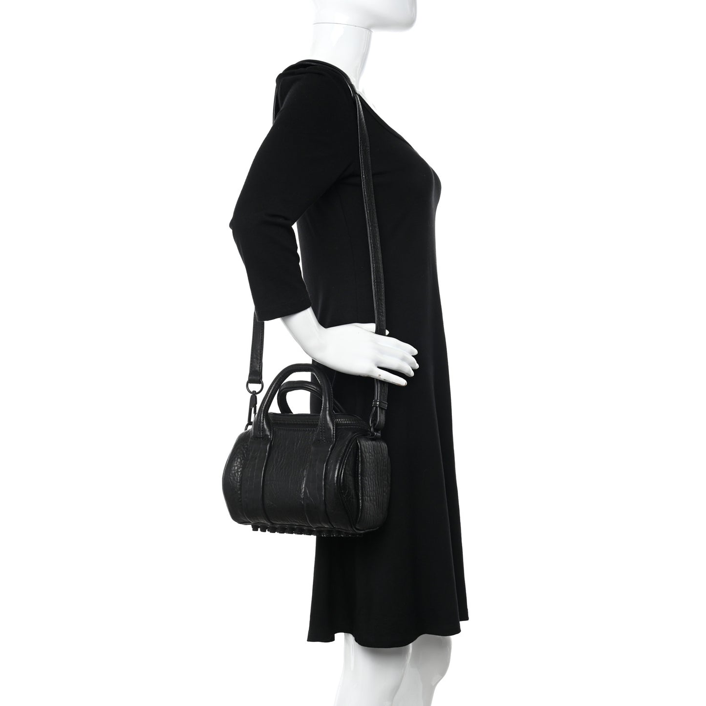 Pebbled Lambskin Mini Rockie Black Matte Black Hardware
