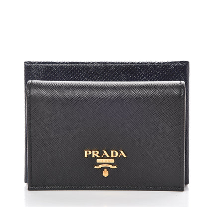 Prada Saffiano Metal Bi-Fold Card Holder Wallet Black 8 of 8