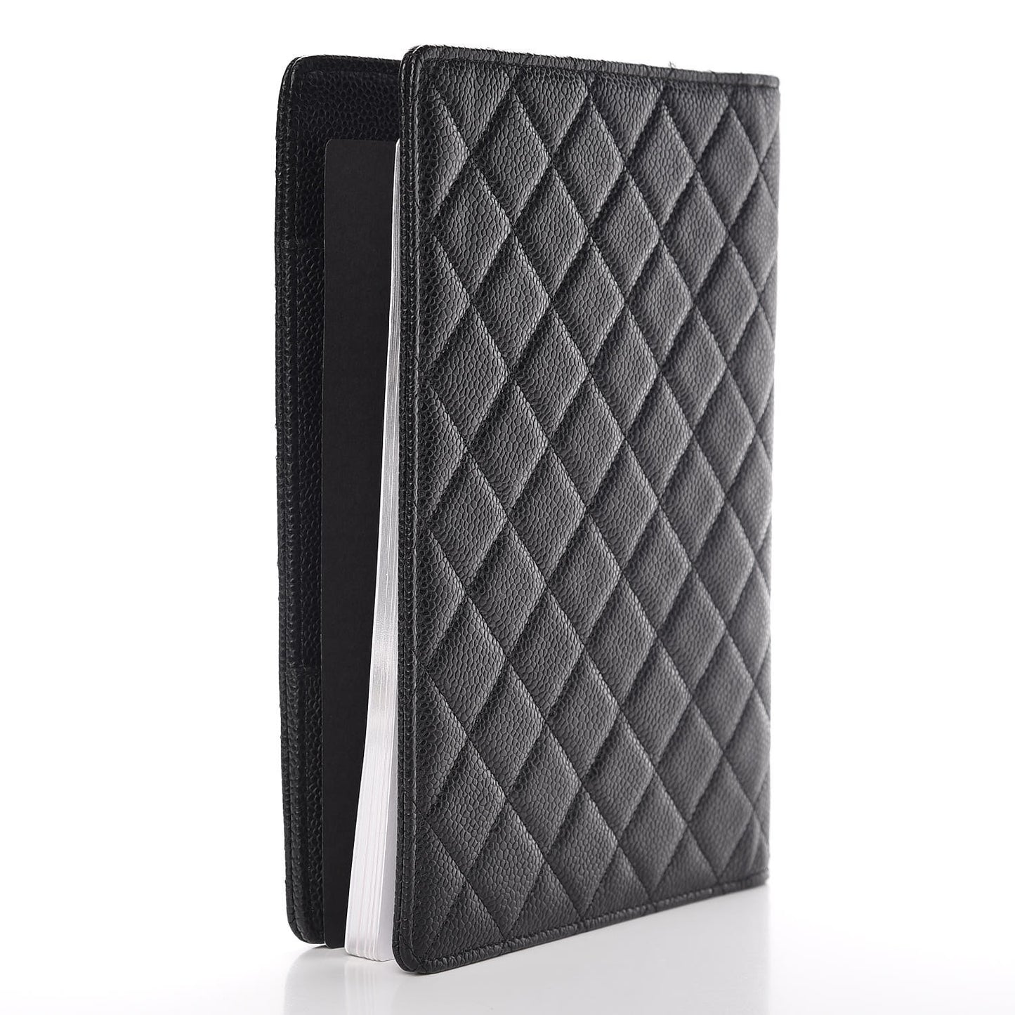 Caviar Quilted Large Agenda Cover Black
