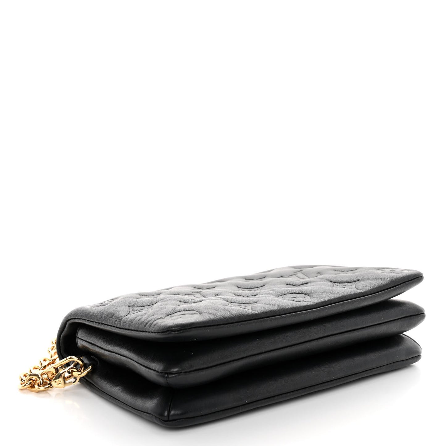 Lambskin Embossed Monogram Pochette Coussin Black