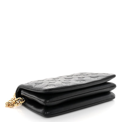 Louis Vuitton Lambskin Embossed Monogram Pochette Coussin Black 4 of 10