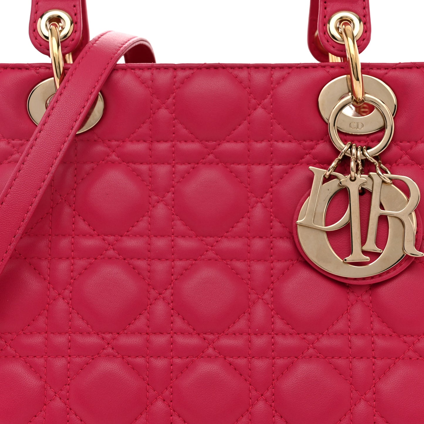 Lambskin Cannage Medium Lady Dior Fuchsia