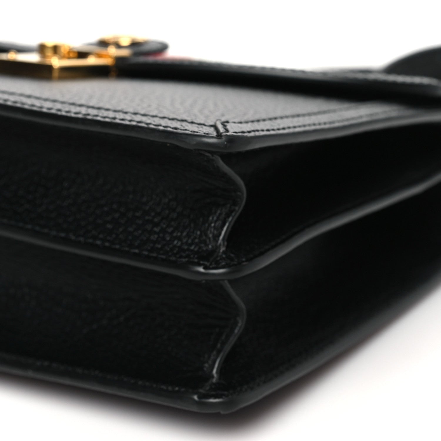 Gucci Textured Dollar Calfskin Web Small Ophidia Padlock Top Handle Bag Black 10 of 10