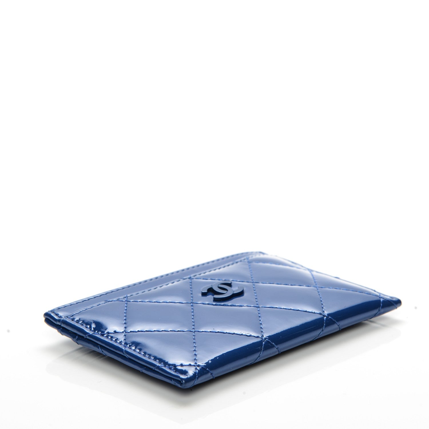 Chanel Patent Quilted Card Holder Blue 4 of 7